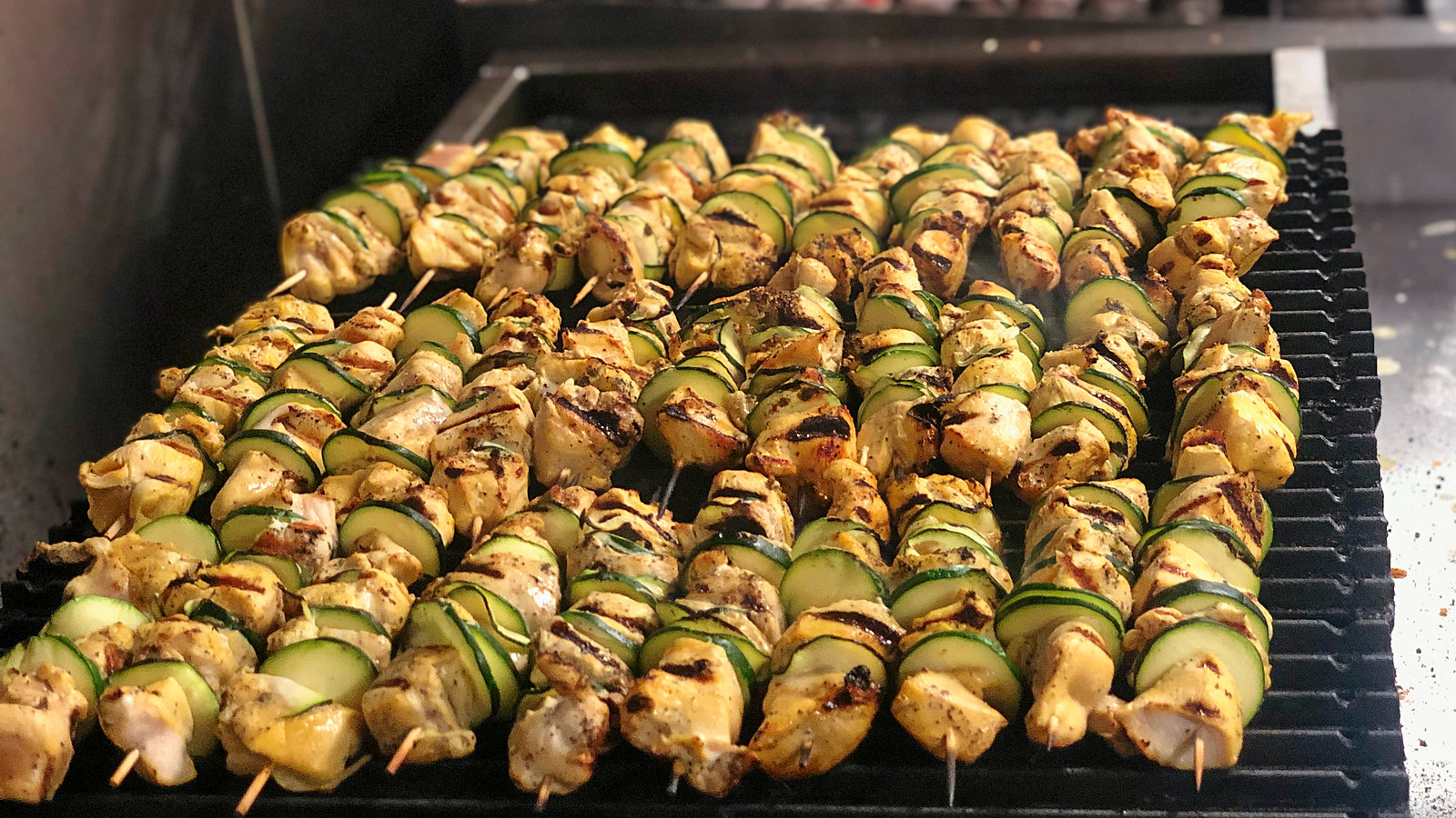 Chicken kabab cooking on the grill