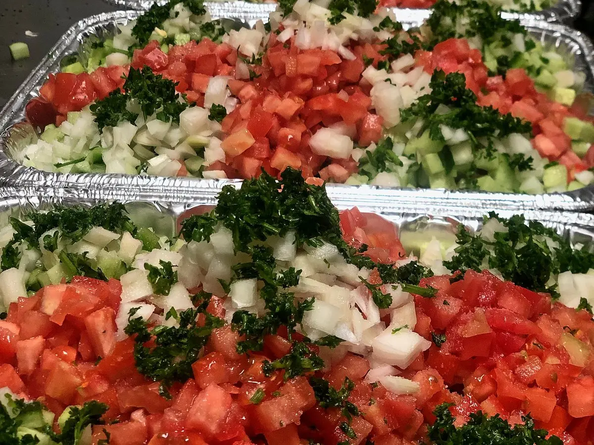 Shirazi salad fresh from the kitchen
