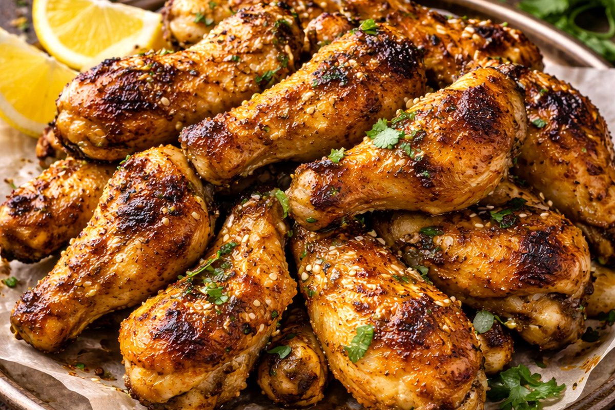 Marinated grilled chicken wings
