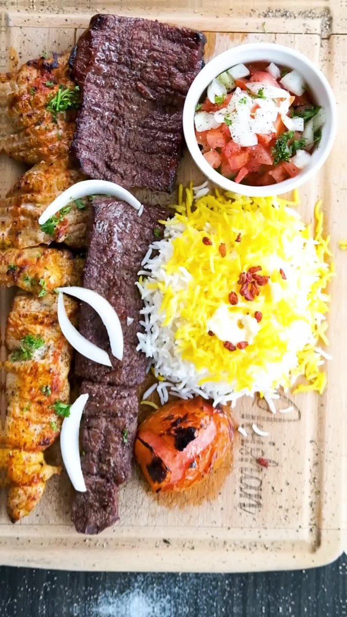 A generous spread of grilled kebabs and Middle Eastern specialities at Avishan Restaurant in Langley